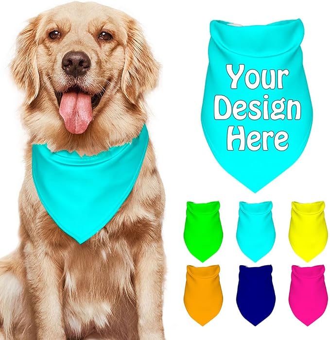 Dog Bandanas Custom Boy and Girl Dogs Scarf Add Your Design Personalized Pet by VYXONIA