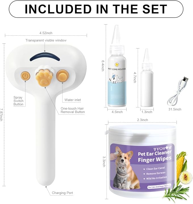 Pet Steam Brush for Dog & Cat – 3-in-1 Spray Hair Removal Comb – Steam for - Image 9