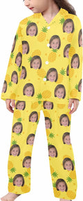 Artsadd Girls Pajamas Set Custom Face Pet Photo Long Sleeve Sleepwear by Artsadd