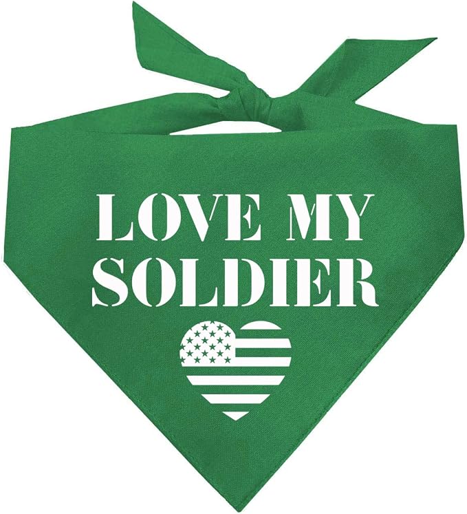 Love My Soldier Dog Bandana | 100% Cotton Adjustable Triangle | Made in USA | by TeesTails