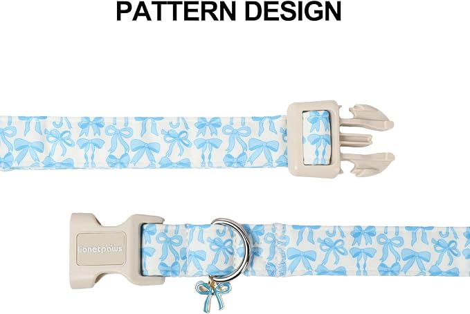 Lionet Paws Summer Dog Collar- Cute Blue Bow Dogs Collar - Image 6