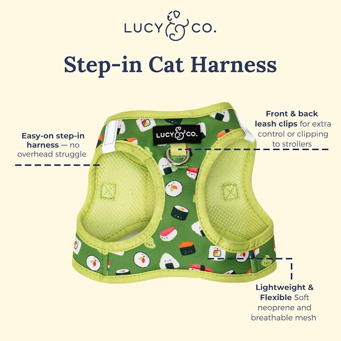 Lucy & Co. How I Roll Step-in Cat Harness & Leash Bundle – Reflective, - Image 3