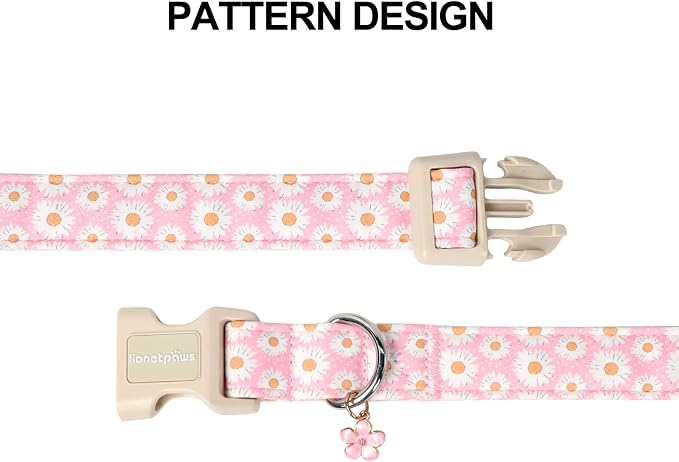Lionet Paws Floral Dog Collar- Cute Daisy Pink Dog Collars - Image 5