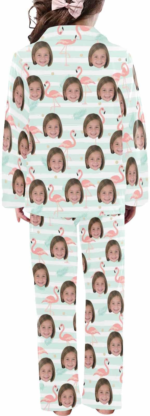 Artsadd Girls Pajamas Set Custom Face Pet Photo Long Sleeve Sleepwear - Image 2