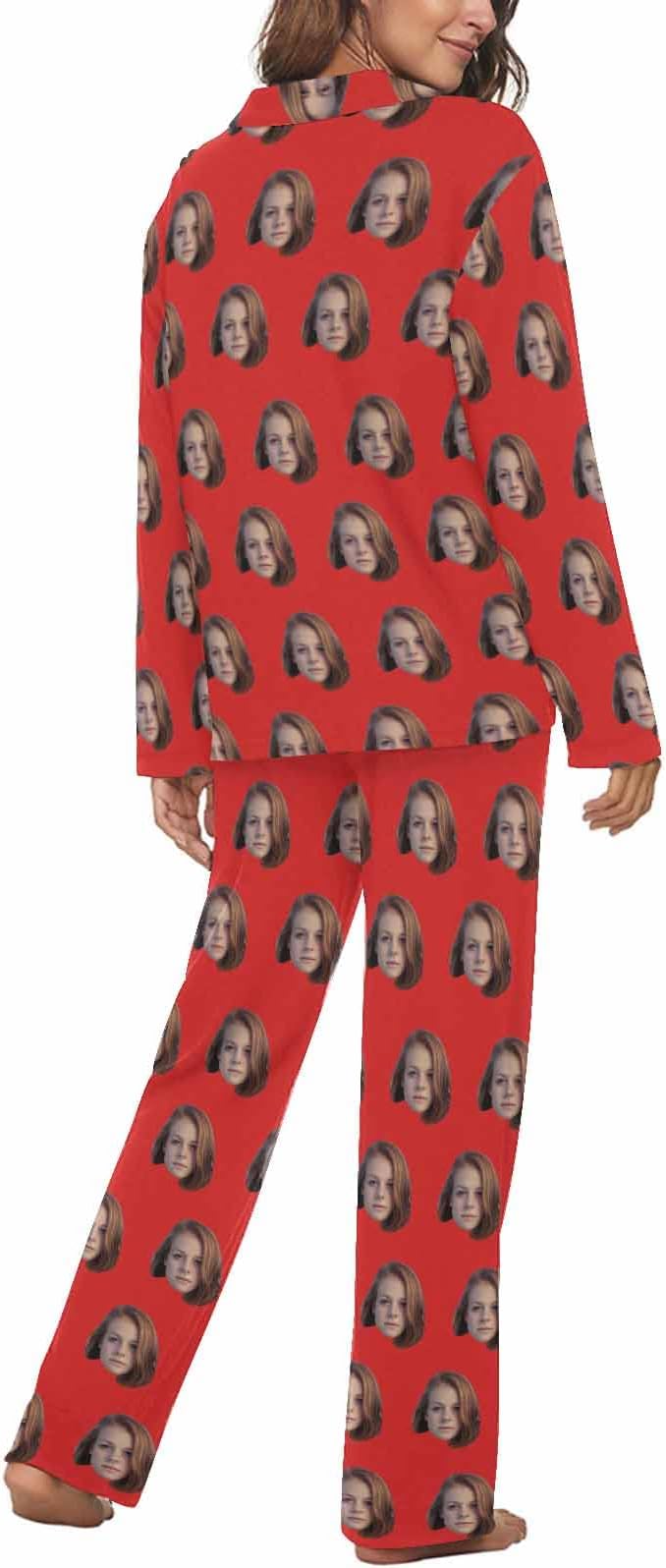 MyPupSocks Custom Face Pajamas for Women Set, Personalized Photo Long Sleepwear - Image 2