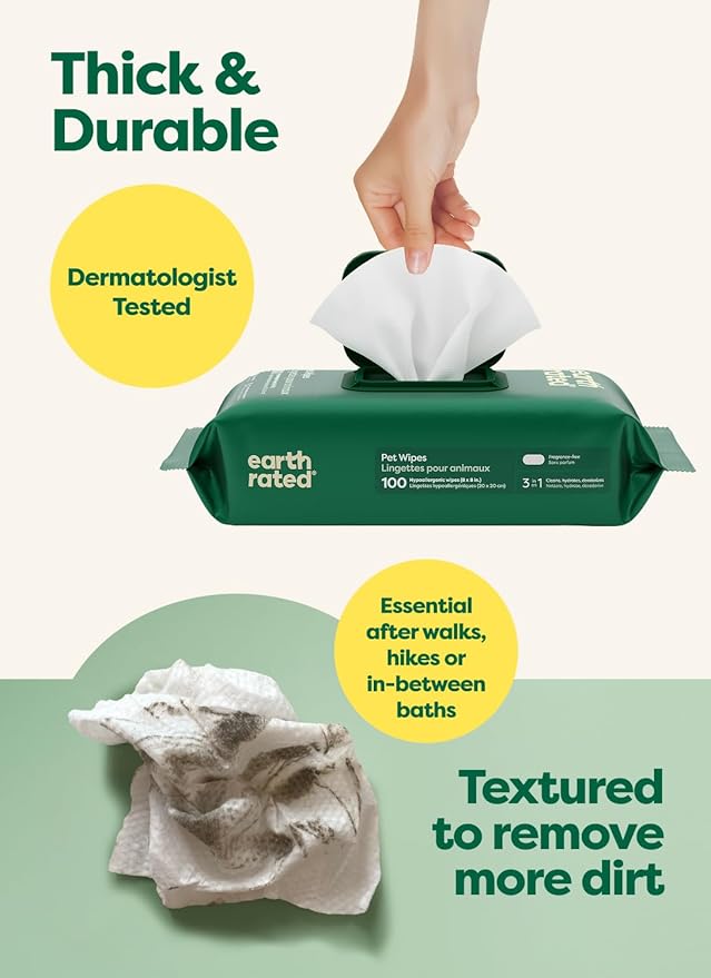 Earth Rated Pet Wipes for Dogs and Cats, Hypoallergenic, Cleaning and Hydrating - Image 3