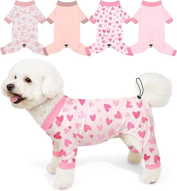 Bienbee Dog Pajamas, 4 Pack Dog Recovery Suit Shedding Suit Cute Soft Puppy by Bienbee