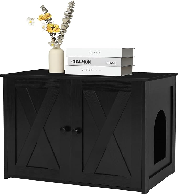 Dwanton Litter Box Enclosure, Cat Litter Box Furniture Hidden, Reversible - Image 9