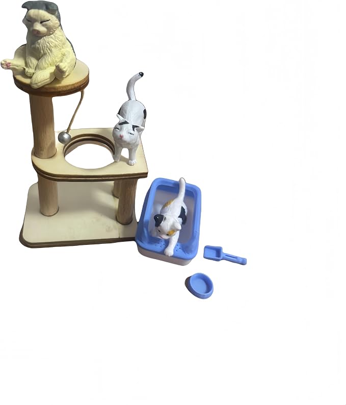 1/12 Scale Accessories Cat Figurines Sets which Including Blue Litter Box - Image 5