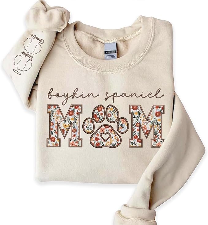 CHILLEVER Personalized Embroidered Dog Mom Sweatshirt, Dog Mama Crewneck by Unknown