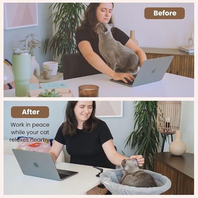 Cat Desk Bed – 180° Rotating & Adjustable Cat Hammock, 2 Washable Covers - Image 4