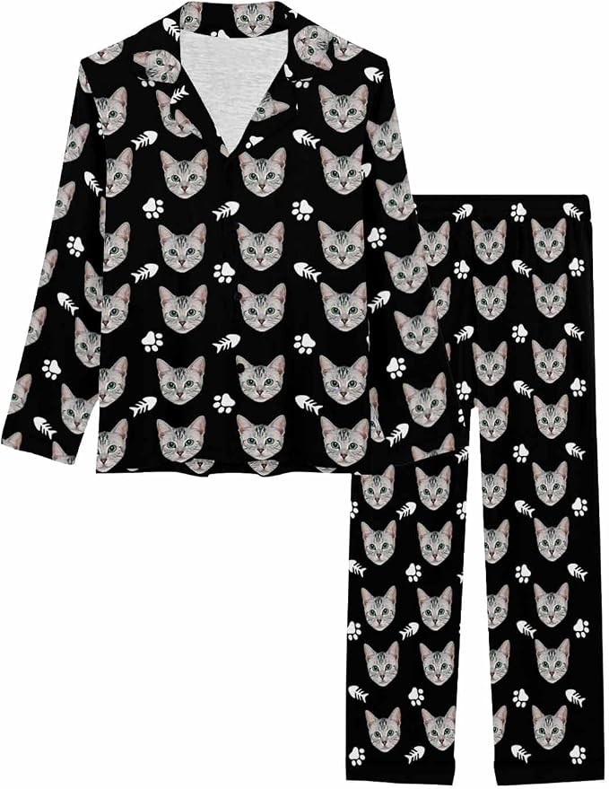 MyPupSocks Custom Face Pajamas for Women Set, Personalized Photo Long Sleepwear - Image 3