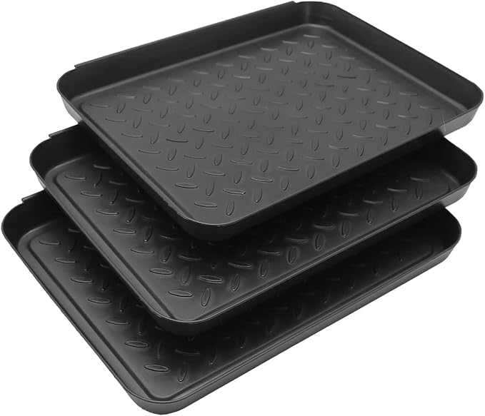 Anxingo 3 Pack Home Boot Tray Black Shoe Border Mat Heavy Duty Floor by Anxingo