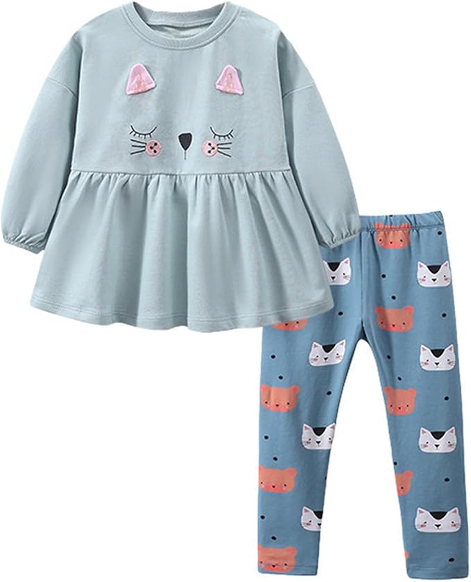 Little Girls Unicorn Outfits 2 Piece Kids Ruffle Sleeve Sweatshirt + Leggings by zarmfly