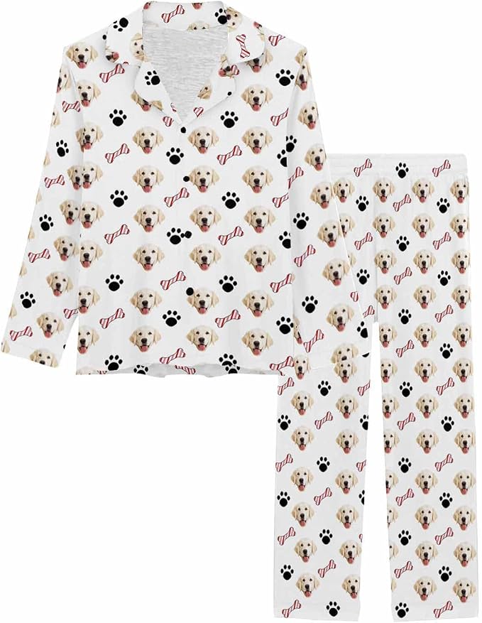 MyPupSocks Custom Face Pajamas for Women Set, Personalized Photo Long Sleepwear - Image 3