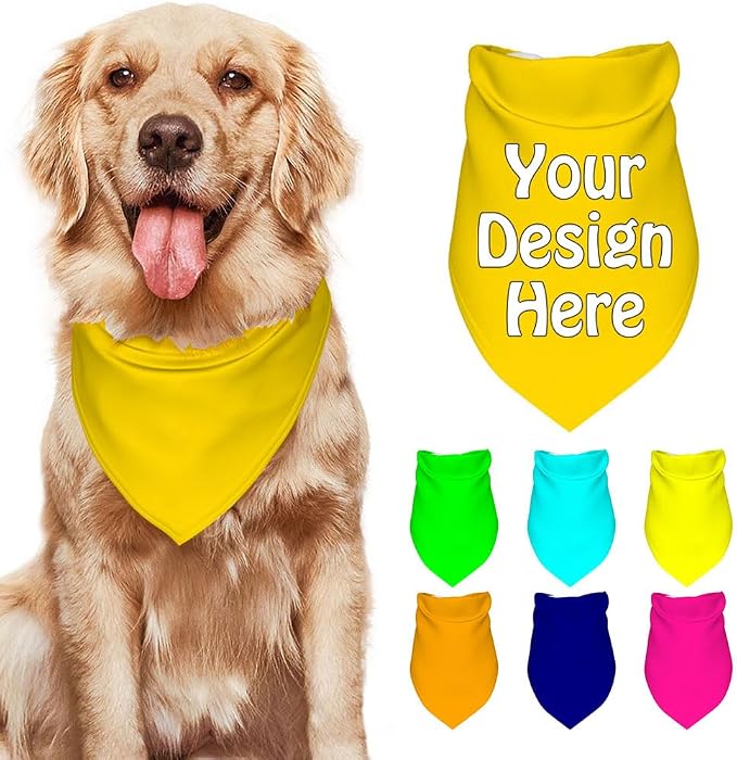 Dog Bandanas Custom Boy and Girl Dogs Scarf Add Your Design Personalized Pet by VYXONIA