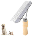 Undercoat Grooming Rake with Anti-Slip Wooden Handle, Steel Comb by Ordermore