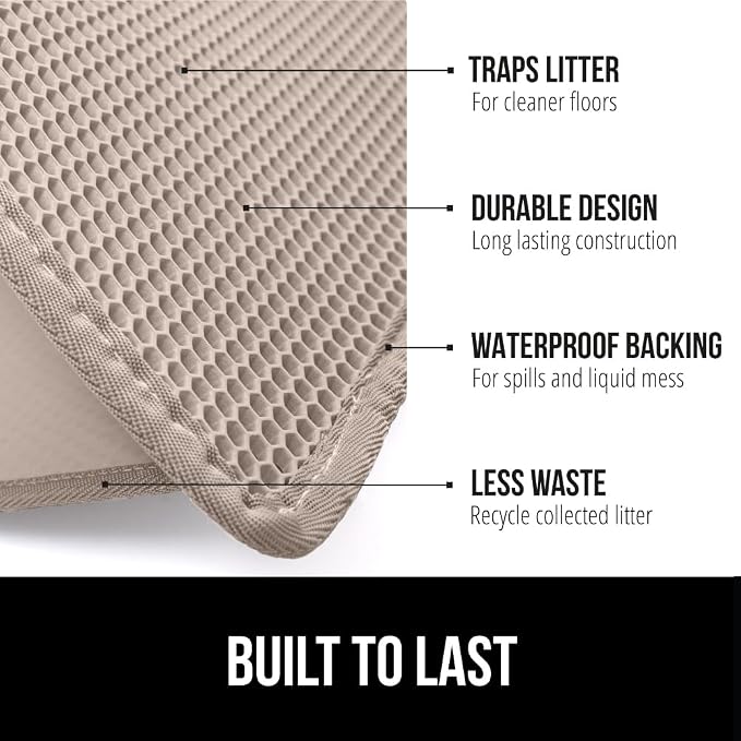 GORILLA GRIP Honeycomb Cat Litter Box Mat, Two Layer Trapping Waste Mats - Image 2