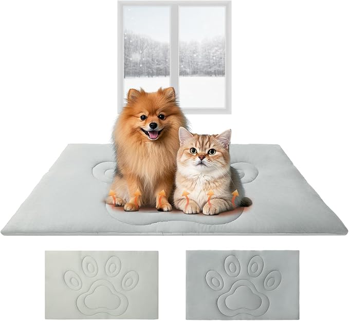 EXPAWLORER Reversible Dog Bed Mat Large 47”x28” Pet Cooling & Plush Fleece Side by EXPAWLORER