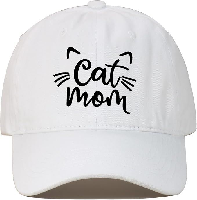 CORIRESHA Cat Mom Baseball Cap Washed Denim Cotton Adjustable Unisex Hat by CORIRESHA
