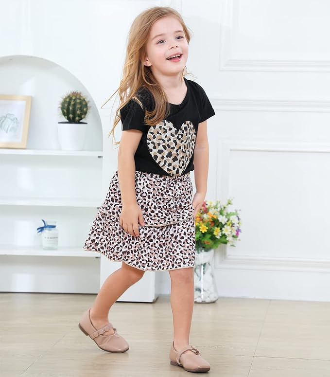 Akyzic Little Girl Skirt Outfit Two Piece Spring Summer Outfit Butterfly Dress - Image 3