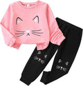 4-8T Toddler Girl Clothes Cat face print Short Sleeve Top+Pants Outfits Girl by Unknown