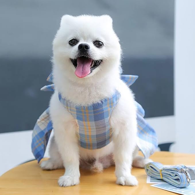PETCARE Plaid Dog Dress Bow Tie Harness Leash Set - Image 4