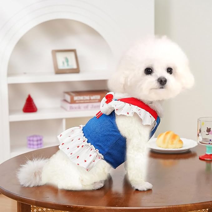 Small Dog Harness and Leash Set Denim Cat Harness Dress - Image 2
