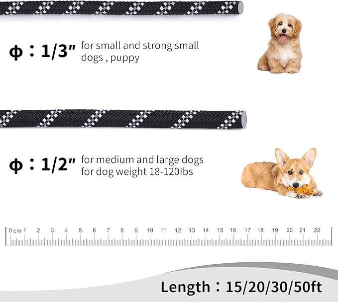 Long Dog Leash for Training 50Ft-Reflective Nylon Rope - Image 4