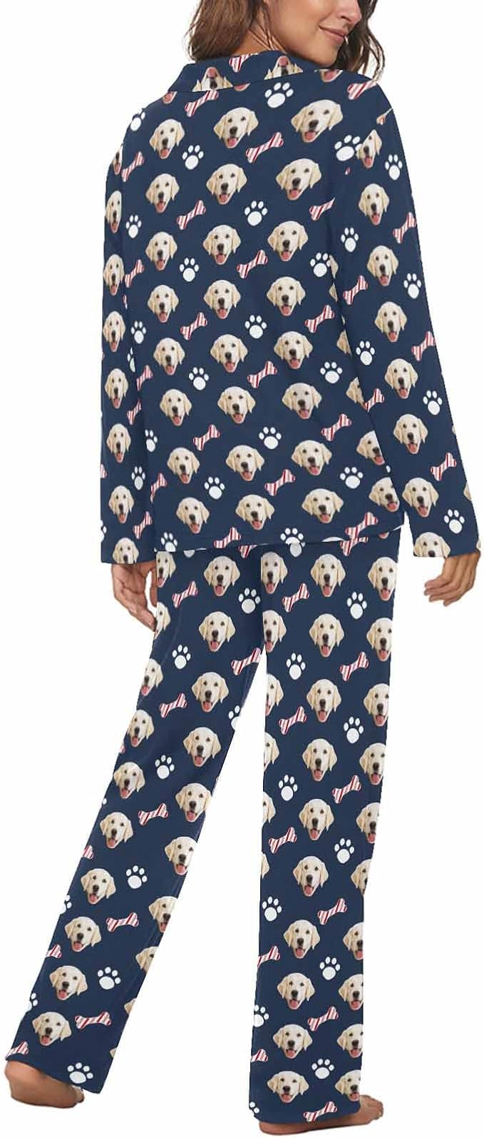 MyPupSocks Custom Face Pajamas for Women Set, Personalized Photo Long Sleepwear - Image 2