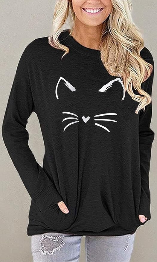 Akihoo Womens Casual Long Sleeve Tunic Tops Crew Neck Shirt Blouses - Image 4