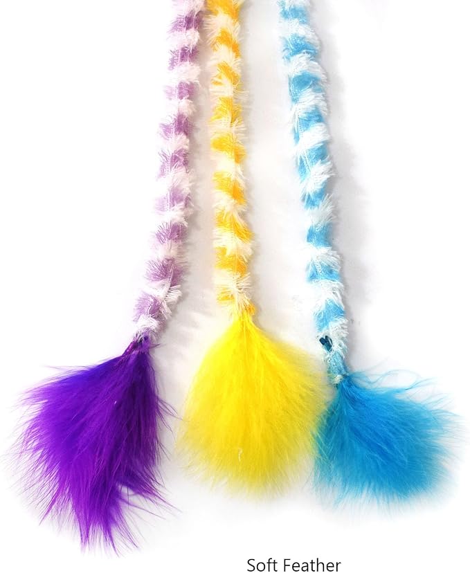 IUHKBH Cat Wand Toys 3 PCS Colorful Plush Strips Teaser Wands - Image 3