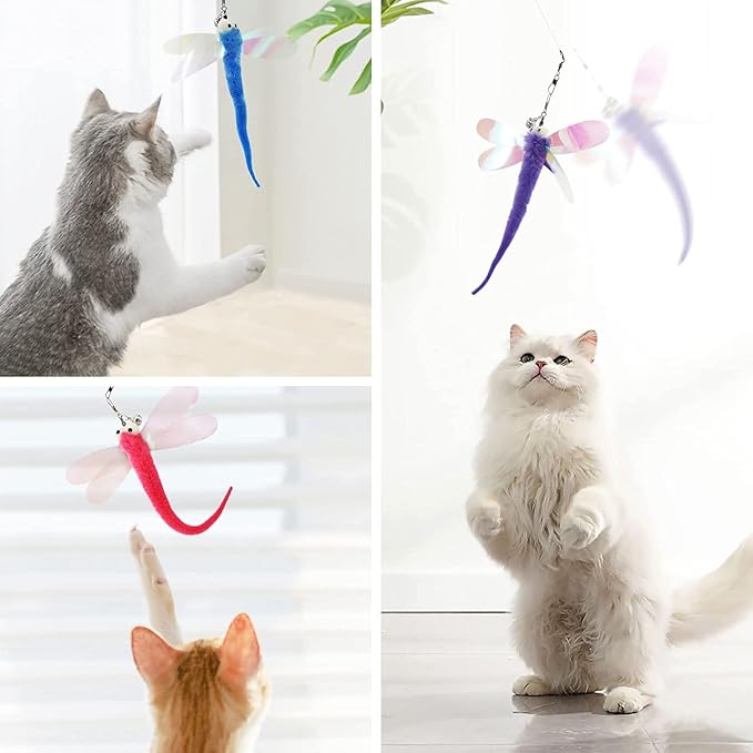 Cat Big Eye Dragonfly Toys Replacement Cat Toy Wand Refills, 6 Pieces Big Eye - Image 5