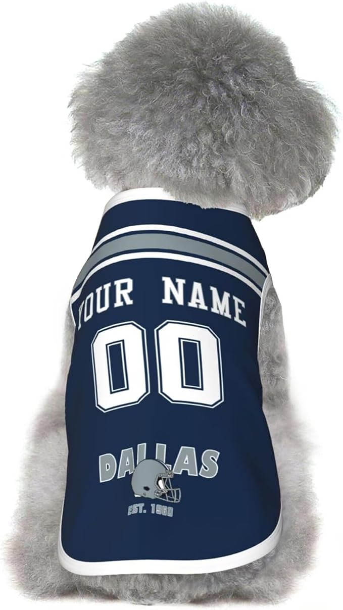 Dallas Dog Clothes Jersey Pet Jersey Customized Any Name & Number S-5XL by Tiffur