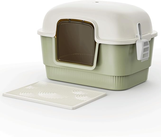 Cat Litter Box with Litter Mat and Scoop, High Wall Enclosed Cat Litter Boxes - Image 2