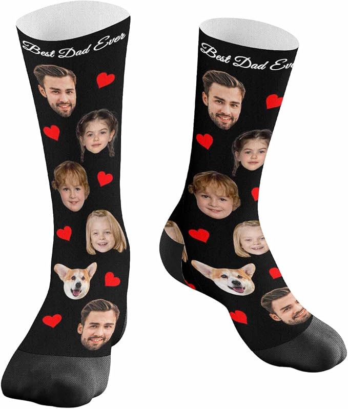 Artsadd Custom Face Socks for Dad Fathers Day Gift Novelty Personalized Photo - Image 3