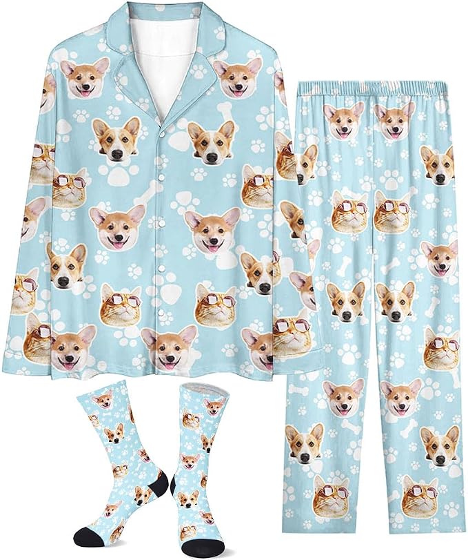 Custom Face Pajamas for Women Men, Personalized Dog Cat Pet Pajamas Set by Unknown