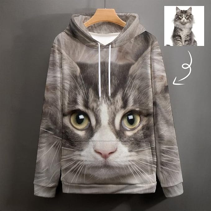 Artsadd Custom Face Unisex athletic Pockets Sweatshirt Loose Hoodie Custom - Image 3