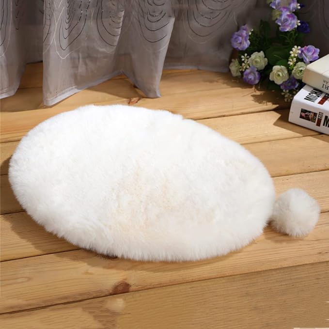 SHENGOCASE 2-Pack Oval 11" x 15" Faux Rabbit Fur Cat Condo Replacement Cushion. - Image 6