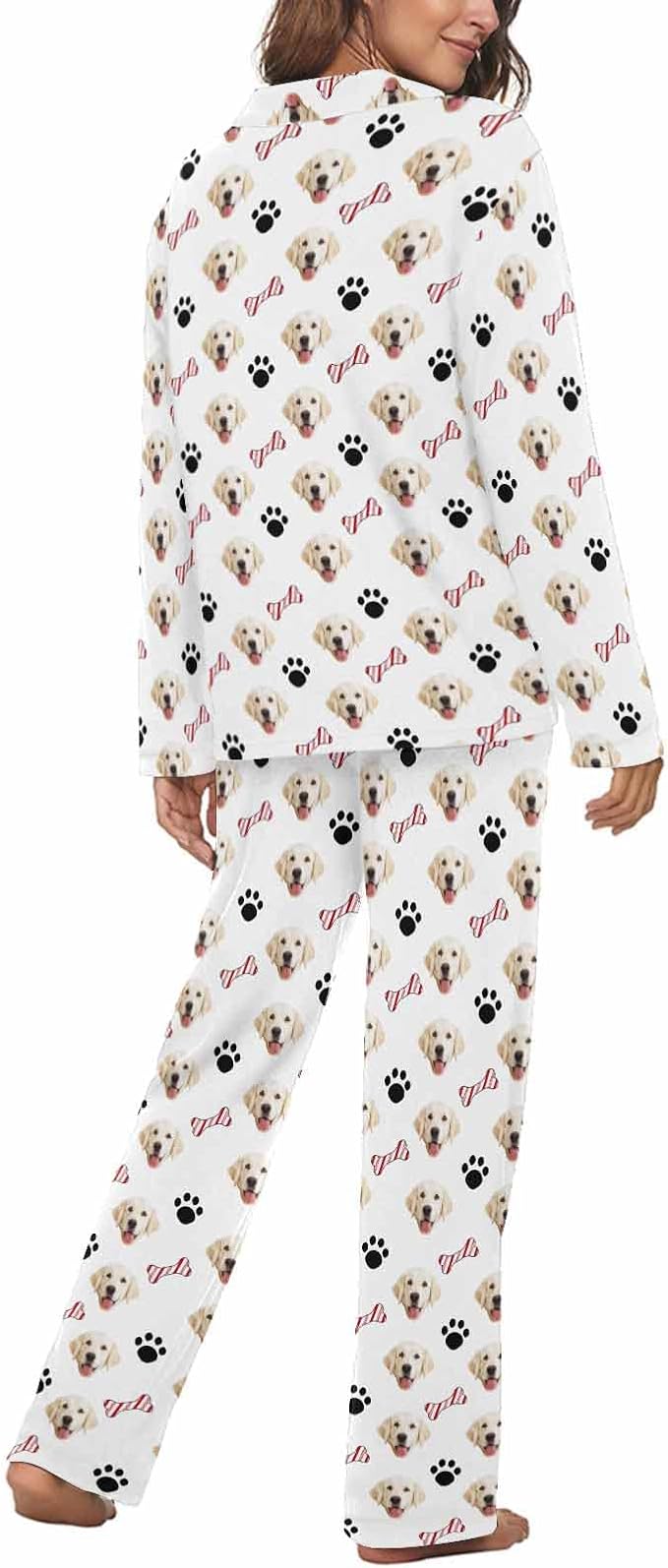MyPupSocks Custom Face Pajamas for Women Set, Personalized Photo Long Sleepwear - Image 2