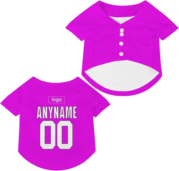 Custom Pet Dog Baseball Jersey Personalized Dog&Cat Jersey Printed Text Logo by Lonhooker