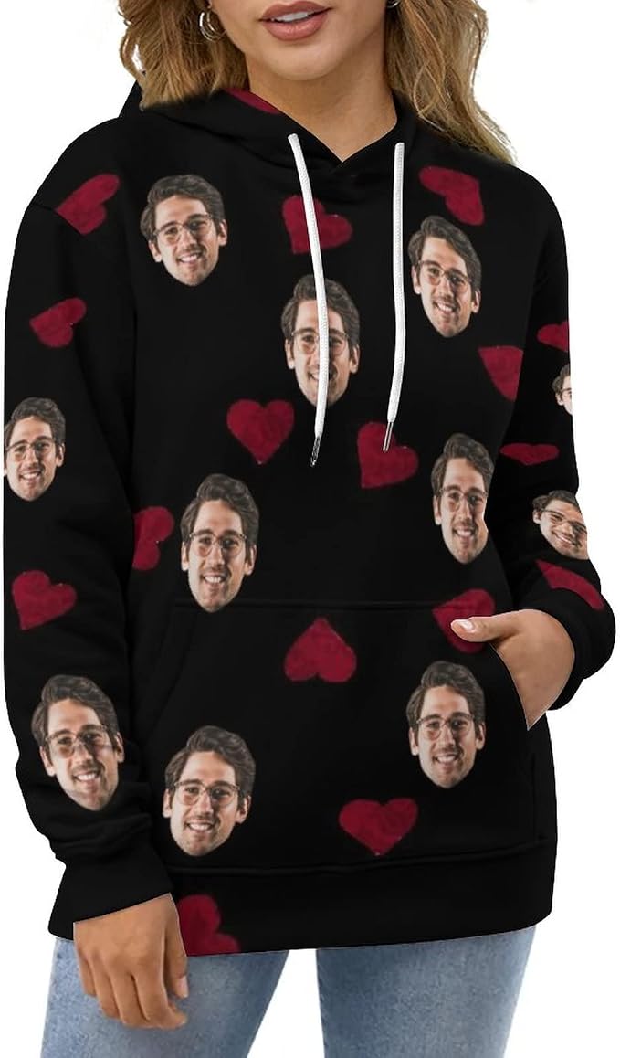 Artsadd Custom Face Unisex athletic Pockets Sweatshirt Loose Hoodie Custom - Image 5