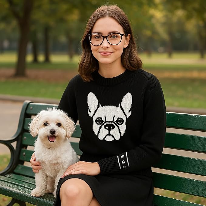 Custom Dog Knit Sweater for Women Personalized Pet Paw Print Pullover Dog Mom - Image 5