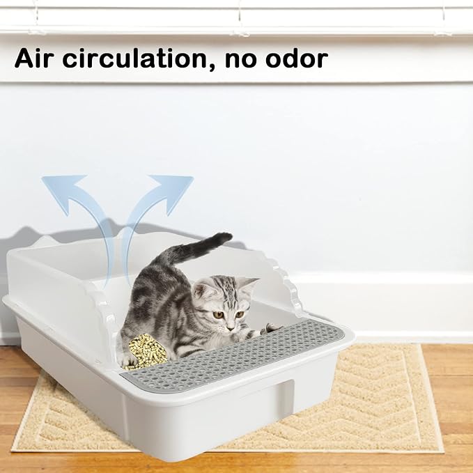 Open Cat Litter Box with High Side, Heightening Anti-Splashing Cats Litter Pan - Image 7