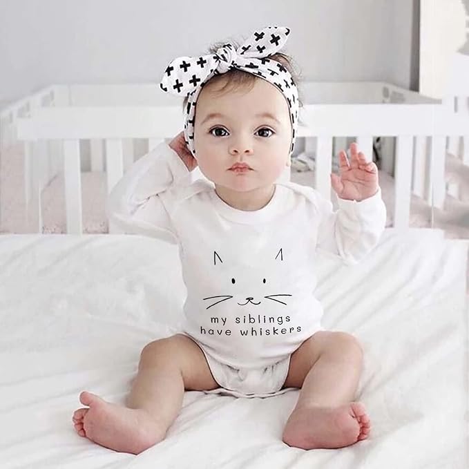 My Siblings Have Paws Bodysuit Baby Paws Romper Cat Whiskers Bodysuit Cute Baby - Image 2