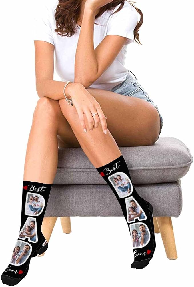 Artsadd Custom Face Socks for Dad Fathers Day Gift Novelty Personalized Photo - Image 2