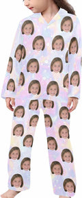 Artsadd Girls Pajamas Set Custom Face Pet Photo Long Sleeve Sleepwear by Artsadd