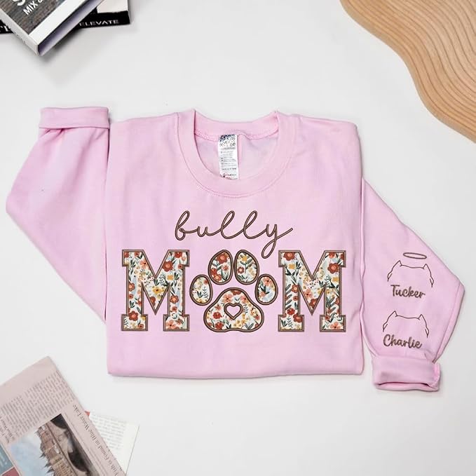 CHILLEVER Personalized Embroidered Dog Mom Sweatshirt, Dog Mama Crewneck - Image 3