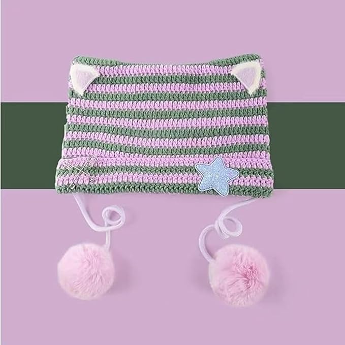 Y2k Beanie Cat Ear Gyaru Acubi Devil Crochet Hats Cute Kawaii Star Grunge - Image 7