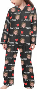 Artsadd Girls Pajamas Set Custom Face Pet Photo Long Sleeve Sleepwear by Artsadd